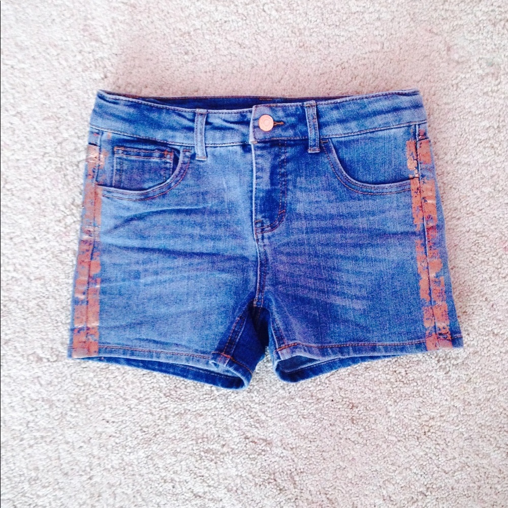 Blue And Gold Jean Shorts